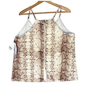 Bar III Snakeskin Cami Coquette Flirty Layering Tank Blouse Top Women XL NWT $40